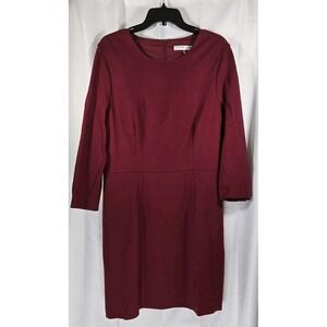 Trina Turk Womens Burgundy Gold Button Sheath Dress 3/4 Sleeve Size 14